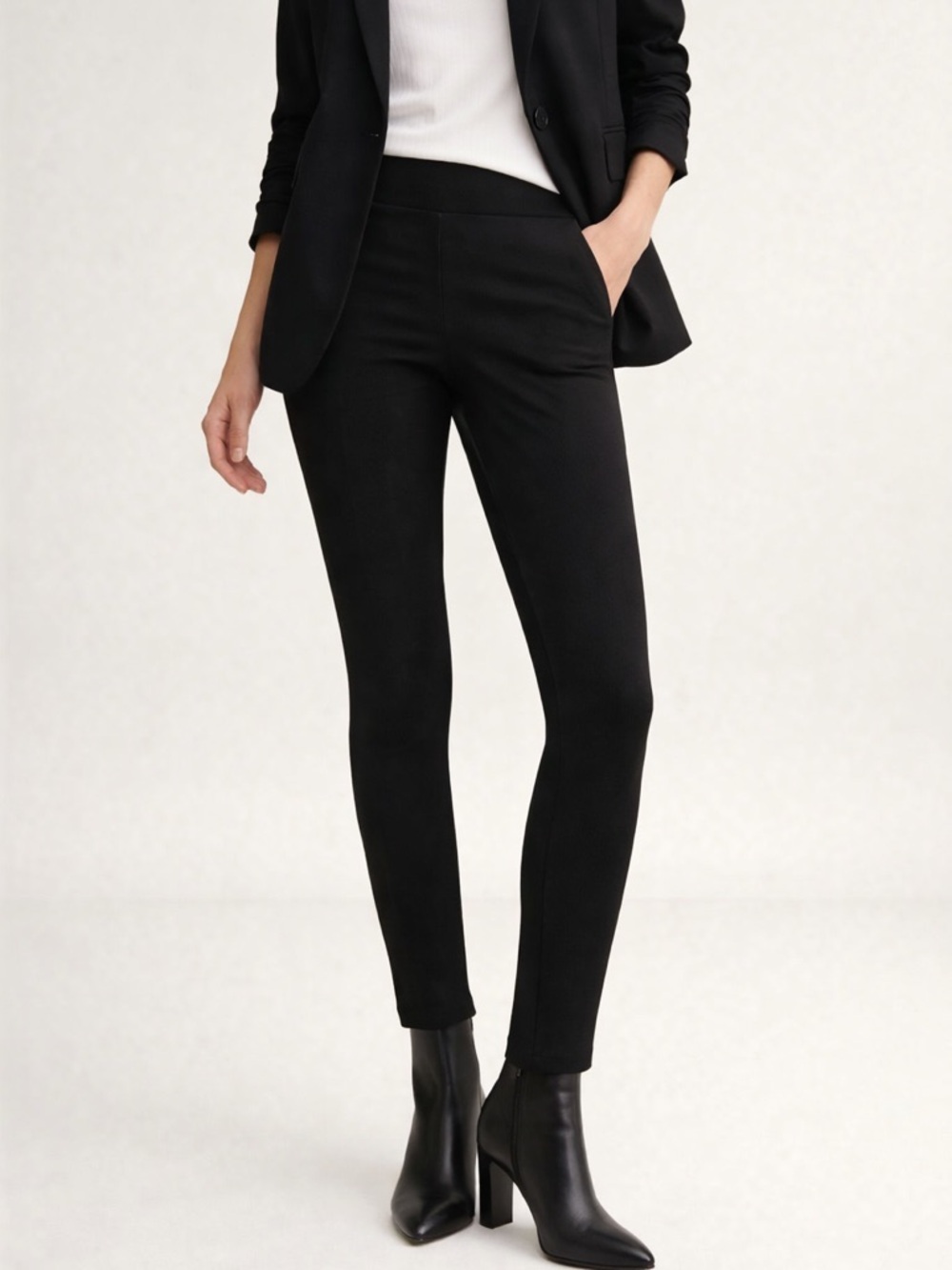NWT Theory Sabali Knit Leggings Black Size M Pull On Skinny Pants